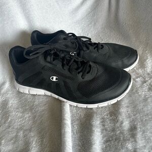 Champion Black Mesh Athletic Trainers with White Sole